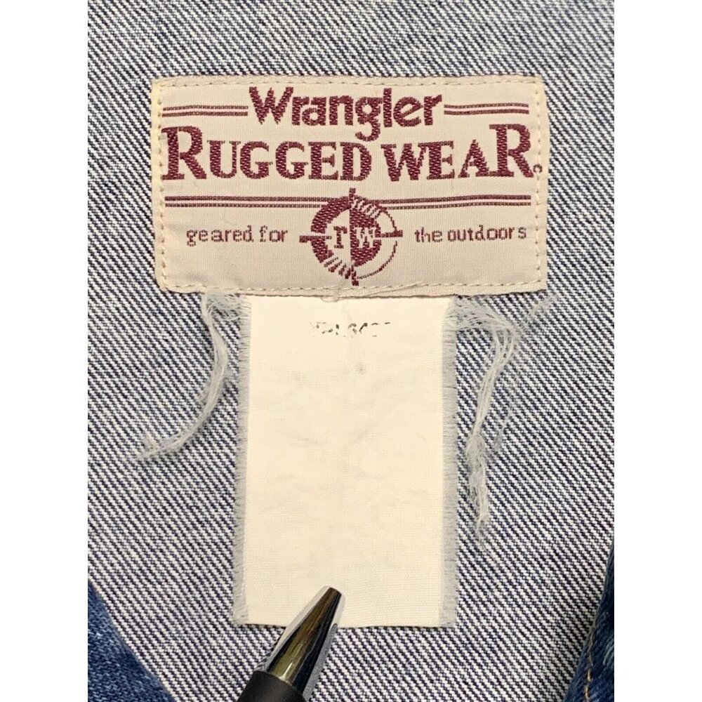 Vintage Wrangler Rugged Wear Denim Jacket Mens Large Button-Up Blue Jean Collar - Picture 6 of 13